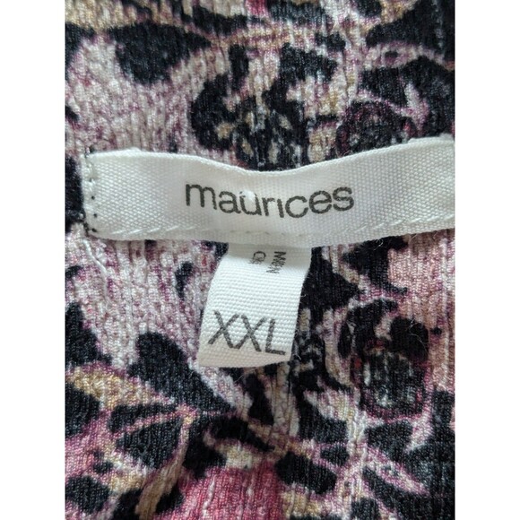 Maurices Top Womens 2X Boho Chic Peasant Smocking Burgundy Floral Flowy Blouse - Picture 3 of 13